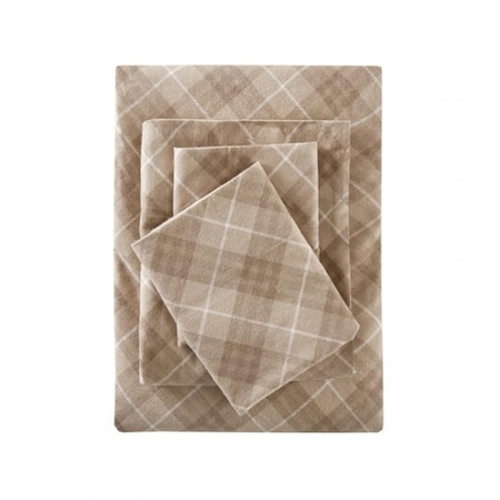 True North By Sleep Philosophy Cozy Flannel Sheet Set, Tan Plaid - Cal King TN20-0075